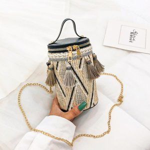Staycation Tassle round bucket bag purse